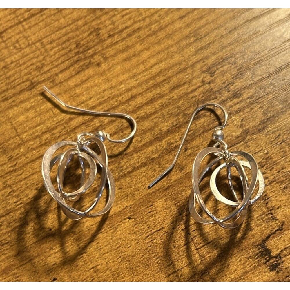 NOVICA Artisan Crafted Sterling Silver Circle Dangle Earrings Handmade Ring Drop